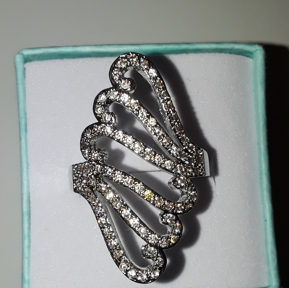 Sterling silver and white sapphire ring size 7